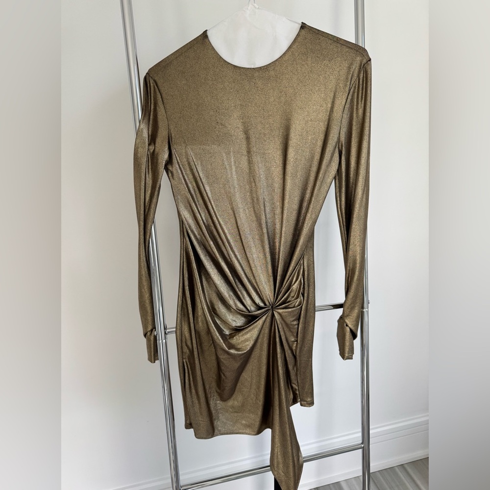 Torn by Ronny Kobo Metallic Gold Mini Dress